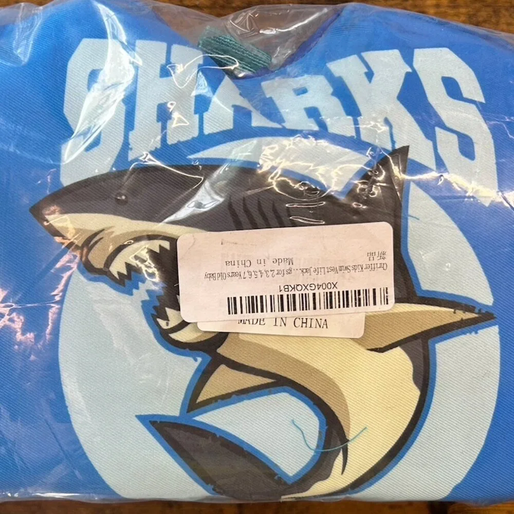 🦈 Chriffer Blue Shark Kids Swim Vest Life Jacket 30-55 lbs Toddler Floaties - Picture 4 of 7